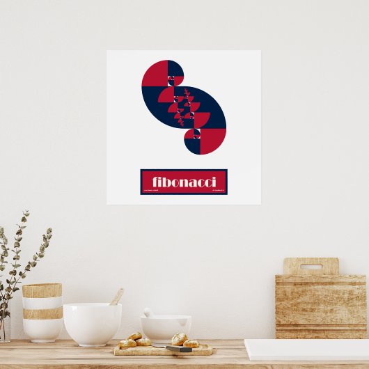 Fibonacci Red White and Blue II Riesiges Poster (Küche)