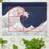 Fibonacci-Sequenz und die große Welle Geschirrtuch (Gefaltet)