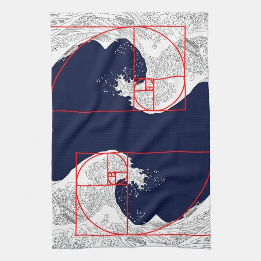 Fibonacci-Sequenz und die große Welle Geschirrtuch (Vertikal)