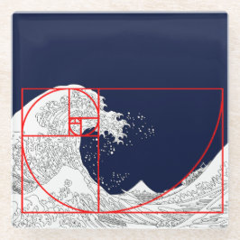 Fibonacci-Sequenz und die große Welle Glasuntersetzer