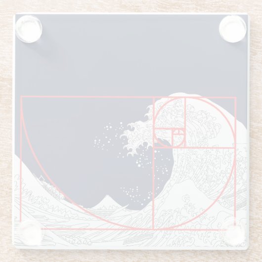 Fibonacci-Sequenz und die große Welle Glasuntersetzer (Rückseite)