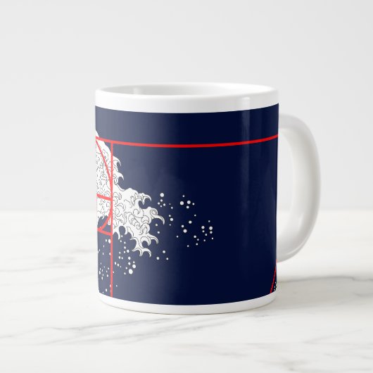 Fibonacci-Sequenz und die große Welle Jumbo-Tasse (Vorderseite Rechts)