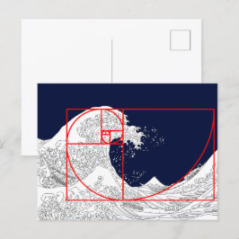 Fibonacci-Sequenz und die große Welle Postkarte