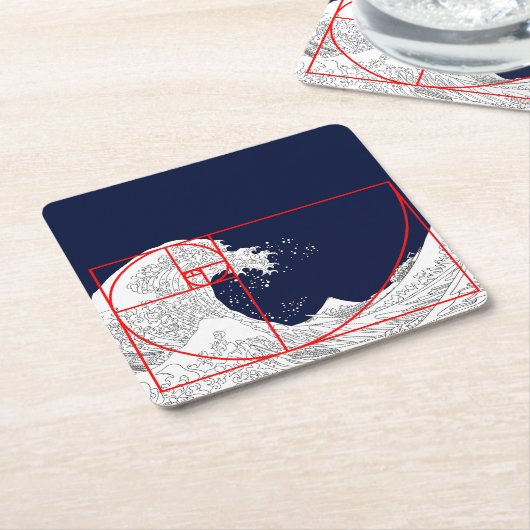 Fibonacci-Sequenz und die große Welle Rechteckiger Pappuntersetzer (angewinkelt)