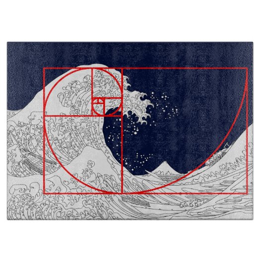 Fibonacci-Sequenz und die große Welle Schneidebrett (Vorderseite)