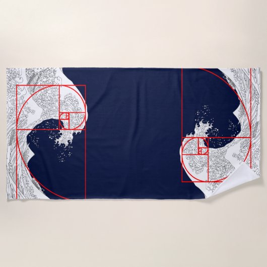 Fibonacci-Sequenz und die große Welle Strandtuch (Vorderseite)