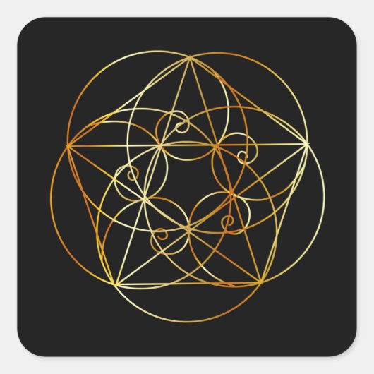 Fibonacci Spiral - Die heilige Geometrie Quadratischer Aufkleber (Vorderseite)