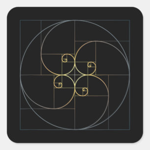 Fibonacci Spiral Golden Ratio Geometrie Quadratischer Aufkleber