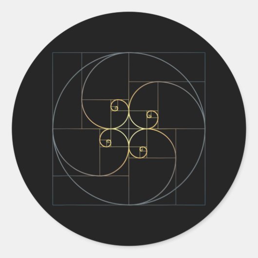 Fibonacci Spiral Golden Ratio Geometrie Runder Aufkleber (Vorderseite)