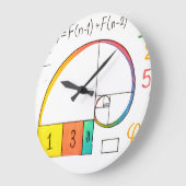 Fibonacci Spiral & Golden Ratio Math Wall Clock Große Wanduhr (Winkel)