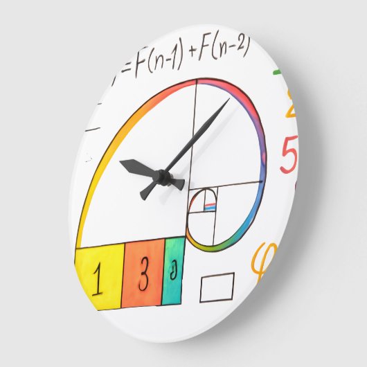 Fibonacci Spiral & Golden Ratio Math Wall Clock Große Wanduhr (Winkel)