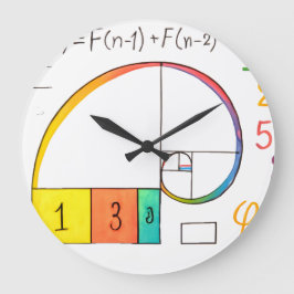 Fibonacci Spiral & Golden Ratio Math Wall Clock Große Wanduhr