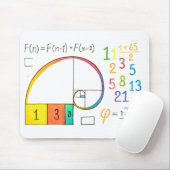 Fibonacci Spiral Math Mousepad (Mit Mouse)