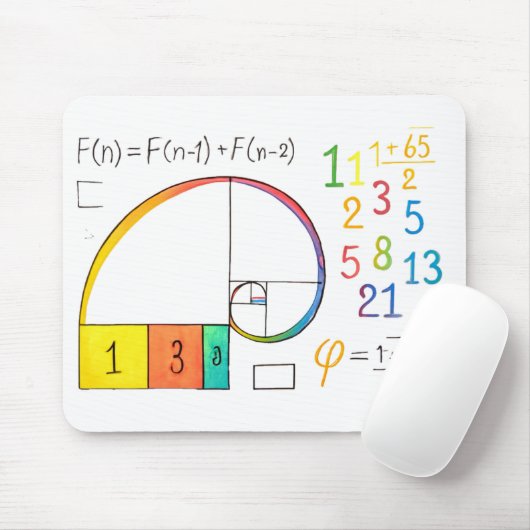 Fibonacci Spiral Math Mousepad (Mit Mouse)
