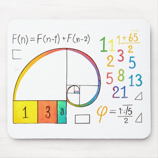 Fibonacci Spiral Math Mousepad (Vorne)