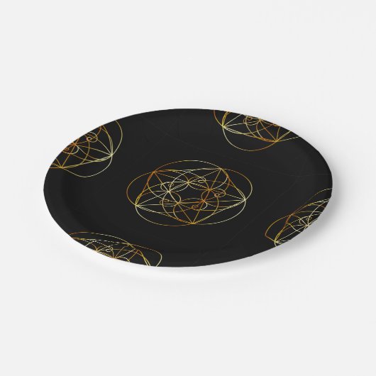 Fibonacci-Spirale die heilige Geometrie Pappteller (Schrägansicht)