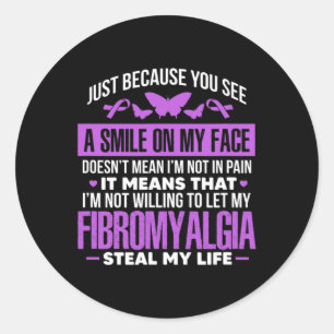 Fibro Warrior Lila Ribbon Butterfly Runder Aufkleber