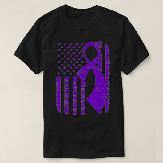 Fibromyalgia Awareness American Flag Nobody Fight  T-Shirt (Design vorne)
