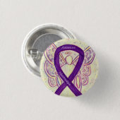 Fibromyalgia Awareness Angel Ribbon Custom Art But Button (Vorne & Hinten)