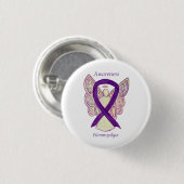 Fibromyalgia Awareness Angel Ribbon Custom Art But Button (Vorne & Hinten)
