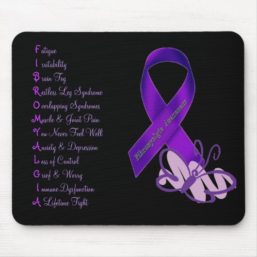 Fibromyalgia Awareness Butterfly Mouse Pad Mousepad (Vorne)