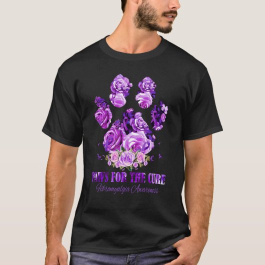 Fibromyalgia Awareness Dog Paws Flower  Apparel T-Shirt (Vorderseite)