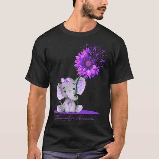FIBROMYALGIA AWARENESS Niedlich Elephant Sonnenblu T-Shirt (Vorderseite)