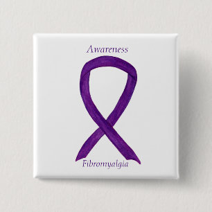 Fibromyalgia Awareness Ribbon Custom Art Button