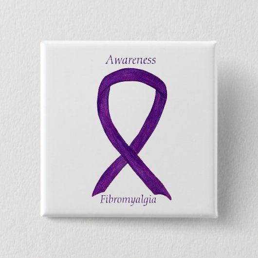 Fibromyalgia Awareness Ribbon Custom Art Button (Vorderseite)