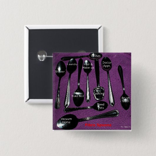 Fibromyalgia-Bewusstseins-Löffel Button (Vorne & Hinten)