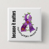 Fibromyalgia-Blumen-Band 3 Button (Vorderseite)
