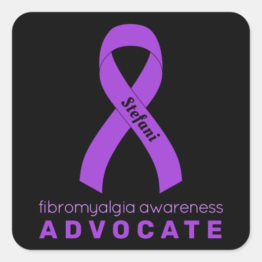 Fibromyalgie Advocate Black Square Sticker (Vorderseite)