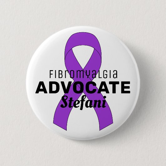 Fibromyalgie Advocate Ribbon weiße Taste Button (Vorderseite)