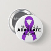 Fibromyalgie Advocate Ribbon weiße Taste Button (Vorne & Hinten)