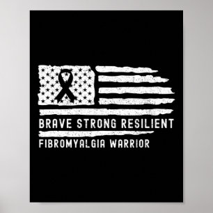 Fibromyalgie Bewusstsein Brave Strong Resilient Wa Poster