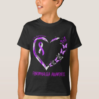 Fibromyalgie Bewusstsein Ich bin Überlebender Herz T-Shirt