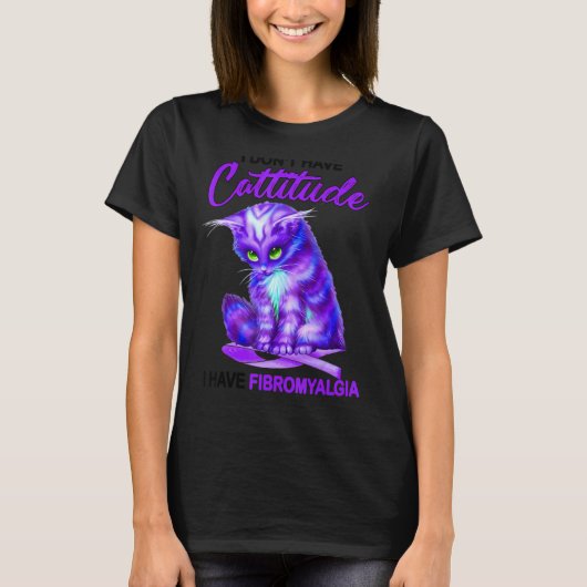 Fibromyalgie Bewusstsein Katze Apparel T-Shirt (Vorderseite)