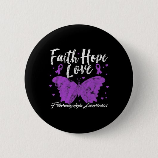 Fibromyalgie Bewusstsein Lila Butterfly Fibro Warr Button (Vorderseite)