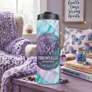 Fibromyalgie-Bewusstseins-Schmetterlingsband Thermosbecher