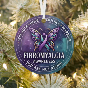 Fibromyalgie-Bewusstseins-Schmetterlingsband-Weihn Ornament Aus Metall