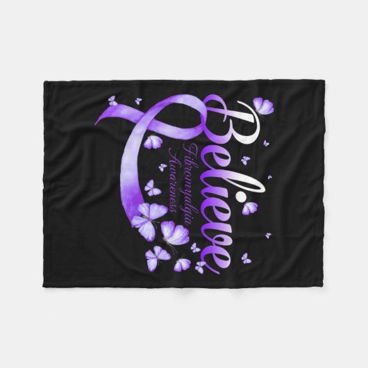 Fibromyalgie Bewusstseinsbildung Schmetterling 1 Fleecedecke (Vorderseite (Horizontal))