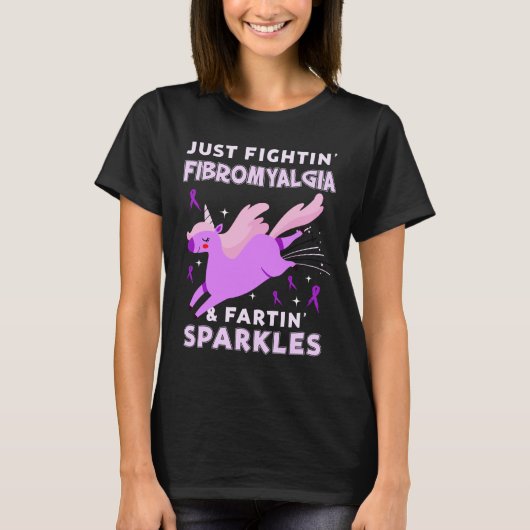 Fibromyalgie Blinddarmkrebs Einhornfarzen T-Shirt (Vorderseite)