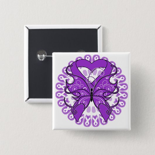 Fibromyalgie Butterfly Circle of Ribbons Button (Vorne & Hinten)