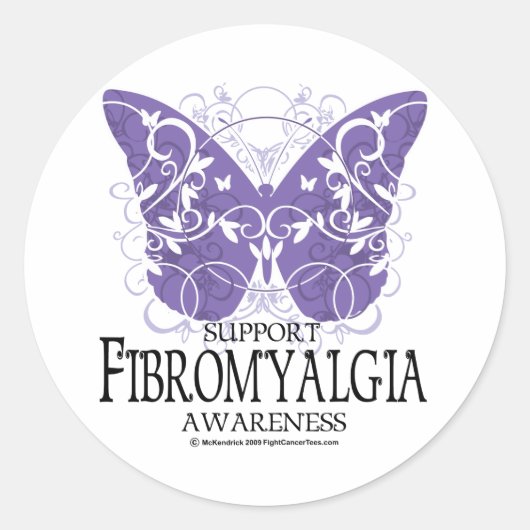 Fibromyalgie Butterfly Runder Aufkleber (Vorderseite)