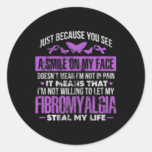 Fibromyalgie Fibro Warrior Lila Ribbon Butterfly Runder Aufkleber