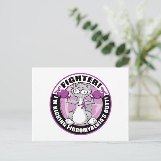 Fibromyalgie Kampfkatze Postkarte (Stehend Vorderseite)