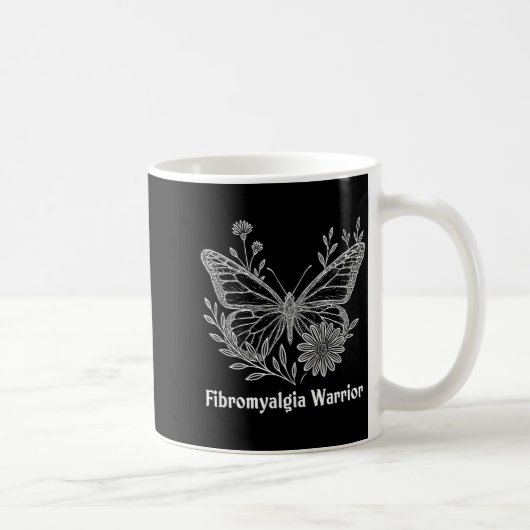 Fibromyalgie-Krieger-Bewusstseins-Schmetterling Un Kaffeetasse (Rechts)