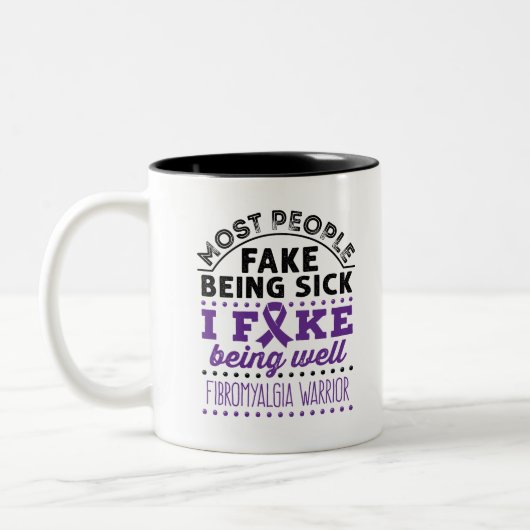 Fibromyalgie Krieger Fake gut Zweifarbige Tasse (Links)