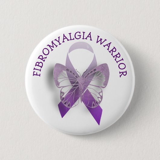 Fibromyalgie Krieger Lila Bewusstsein Ribbon Butto Button (Vorderseite)