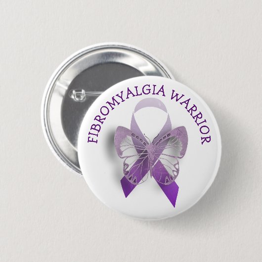 Fibromyalgie Krieger Lila Bewusstsein Ribbon Butto Button (Vorne & Hinten)